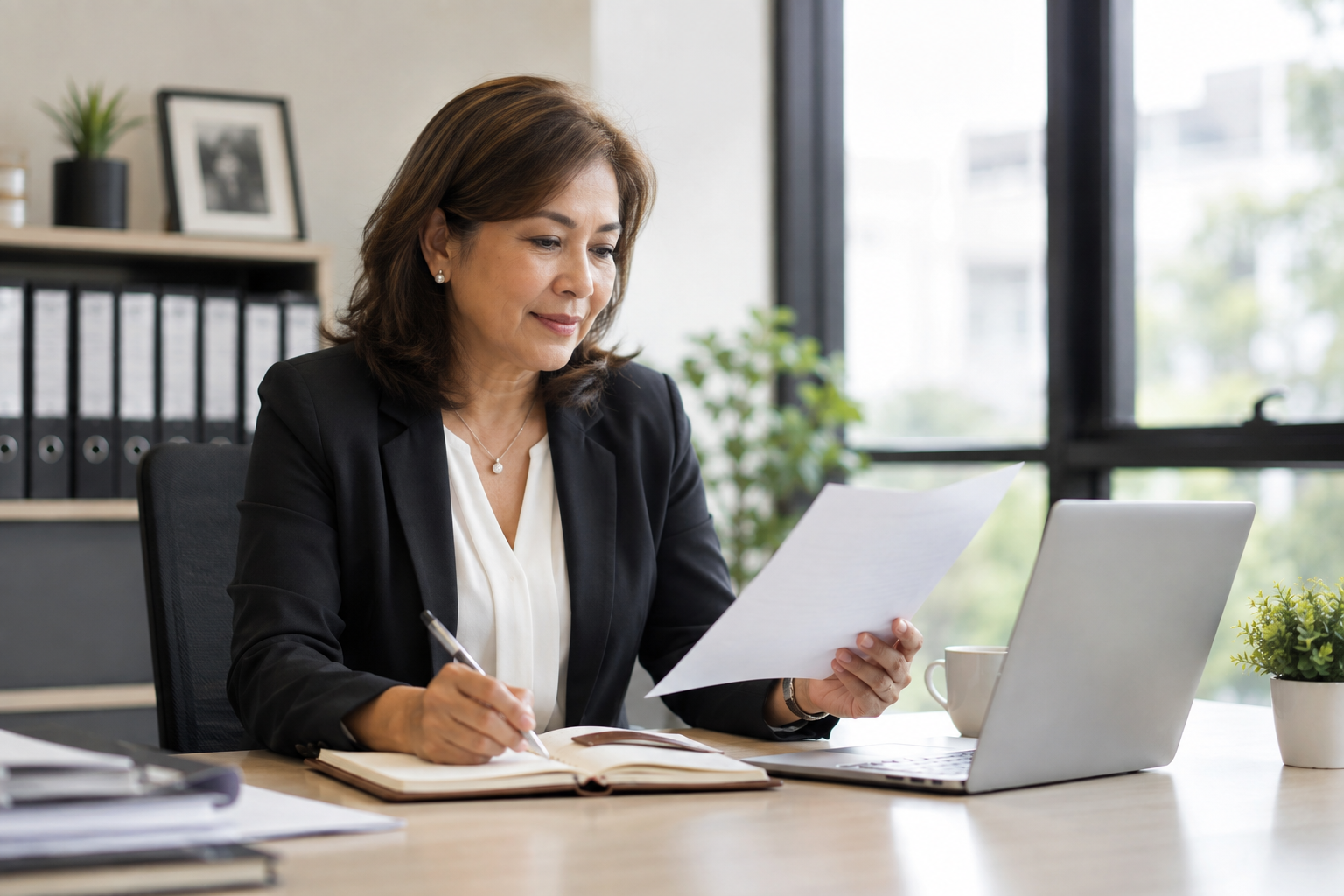 Woman working at laptop